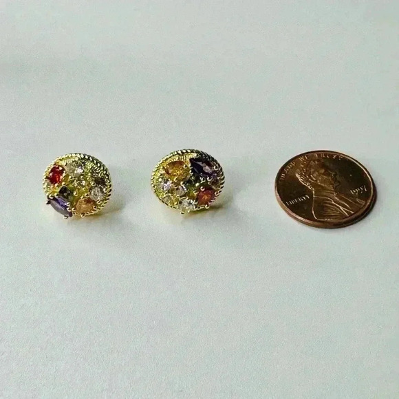 Oval CZ Embellished Stud Earrings - Picture 3 of 3